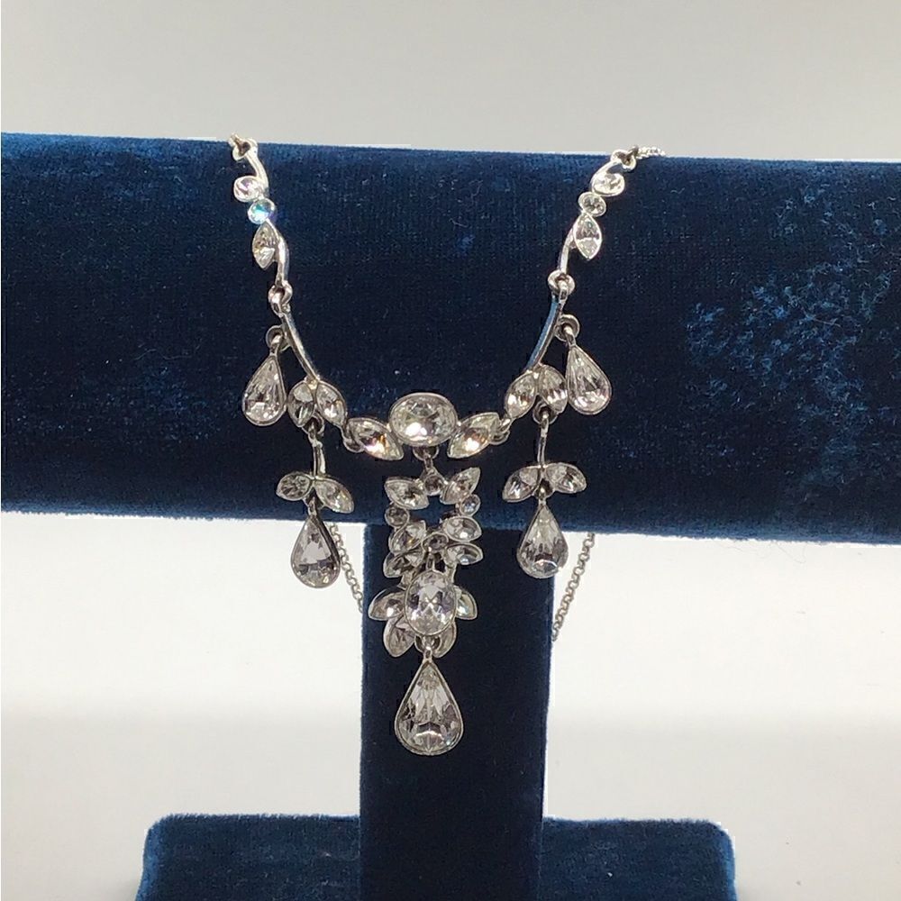 Statement Necklace Silver toned and clear stone (glass?)